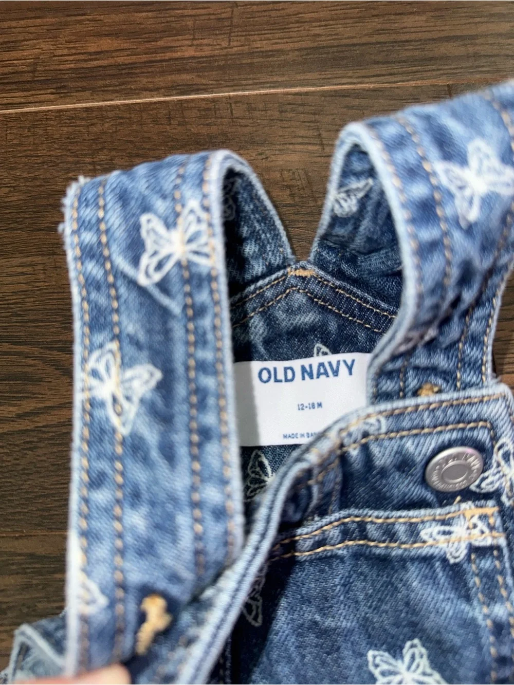 Old Navy Blue Denim Butterfly Shortalls